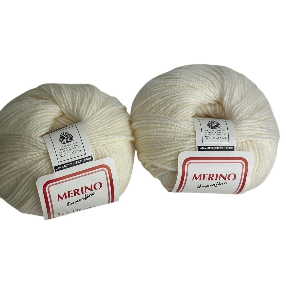 Lane Cervinia Le Fibre Nobili Merino Wool Lot Of 2 Pearl White
